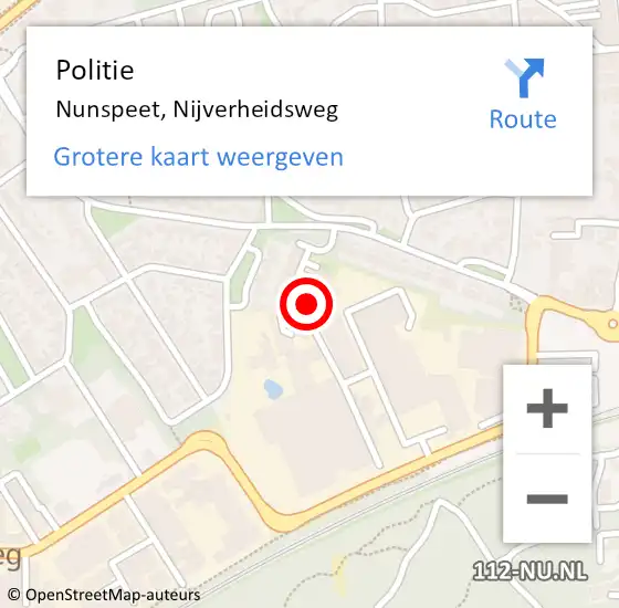 Locatie op kaart van de 112 melding: Politie Nunspeet, Nijverheidsweg op 8 september 2022 16:12