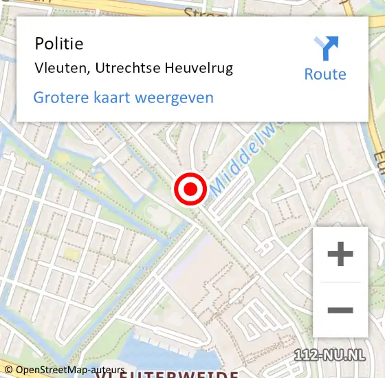 Locatie op kaart van de 112 melding: Politie Vleuten, Utrechtse Heuvelrug op 8 september 2022 16:22