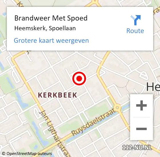 Locatie op kaart van de 112 melding: Brandweer Met Spoed Naar Heemskerk, Spoellaan op 8 september 2022 16:25