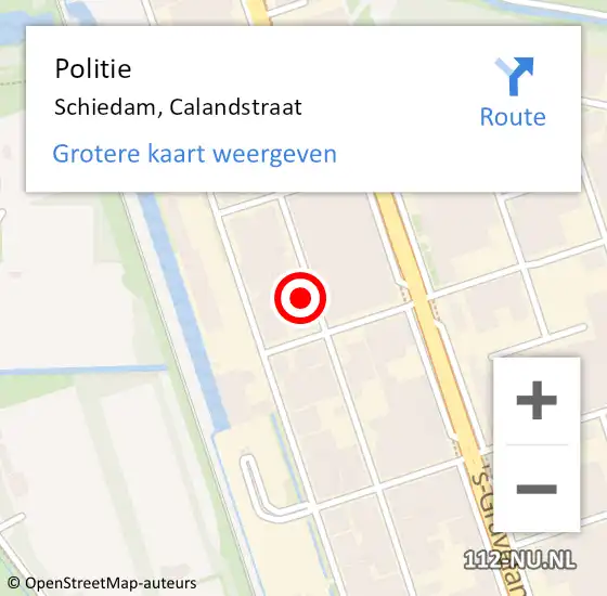 Locatie op kaart van de 112 melding: Politie Schiedam, Calandstraat op 8 september 2022 17:27