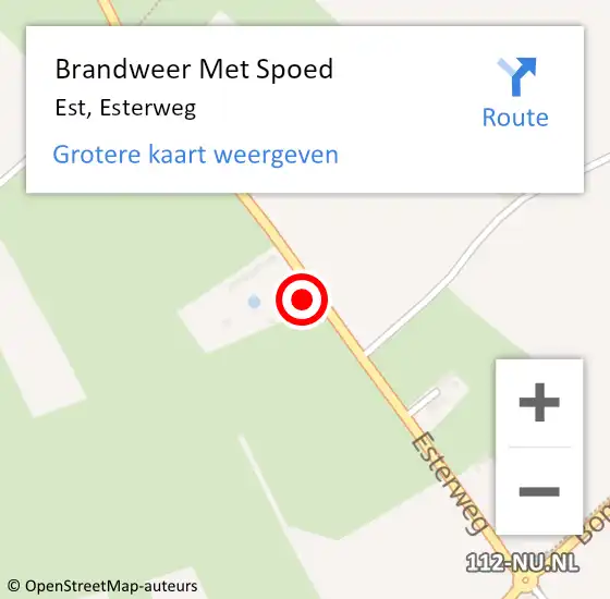 Locatie op kaart van de 112 melding: Brandweer Met Spoed Naar Est, Esterweg op 8 september 2022 18:47
