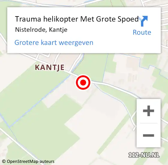 Locatie op kaart van de 112 melding: Trauma helikopter Met Grote Spoed Naar Nistelrode, Kantje op 8 september 2022 19:21