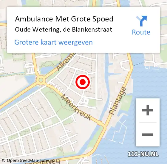 Locatie op kaart van de 112 melding: Ambulance Met Grote Spoed Naar Oude Wetering, de Blankenstraat op 8 september 2022 19:45