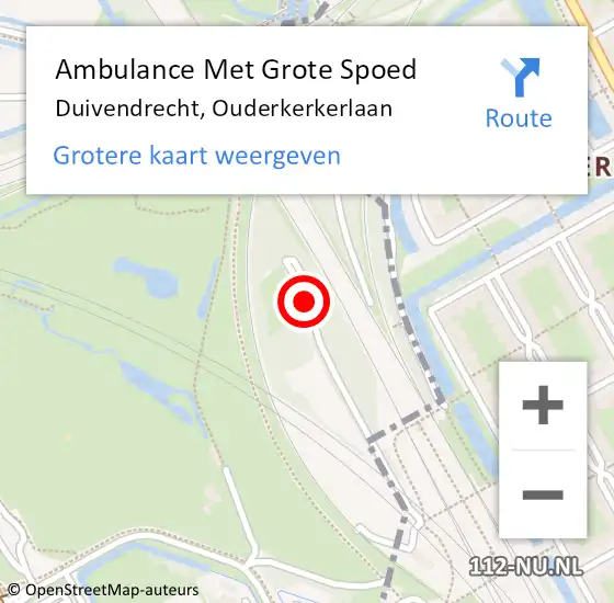 Locatie op kaart van de 112 melding: Ambulance Met Grote Spoed Naar Duivendrecht, Ouderkerkerlaan op 8 september 2022 20:20