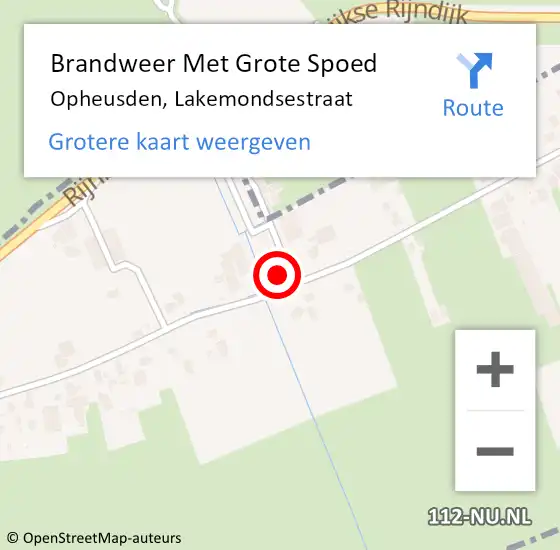 Locatie op kaart van de 112 melding: Brandweer Met Grote Spoed Naar Opheusden, Lakemondsestraat op 8 september 2022 20:30