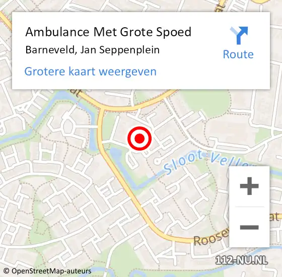 Locatie op kaart van de 112 melding: Ambulance Met Grote Spoed Naar Barneveld, Jan Seppenplein op 8 september 2022 20:39