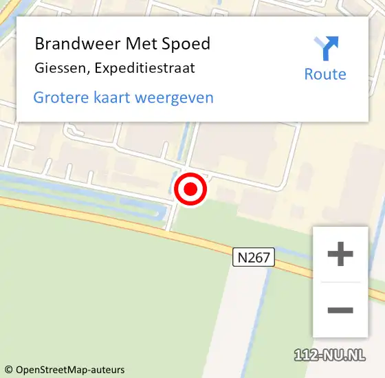 Locatie op kaart van de 112 melding: Brandweer Met Spoed Naar Giessen, Expeditiestraat op 9 september 2022 02:59