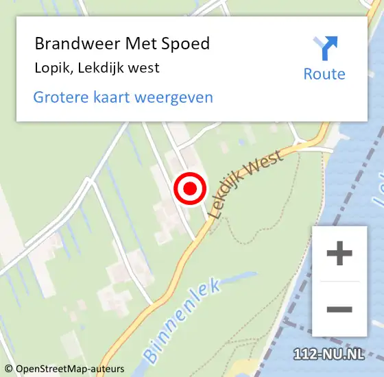Locatie op kaart van de 112 melding: Brandweer Met Spoed Naar Lopik, Lekdijk west op 9 september 2022 09:29