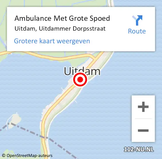 Locatie op kaart van de 112 melding: Ambulance Met Grote Spoed Naar Uitdam, Uitdammer Dorpsstraat op 9 september 2022 13:54