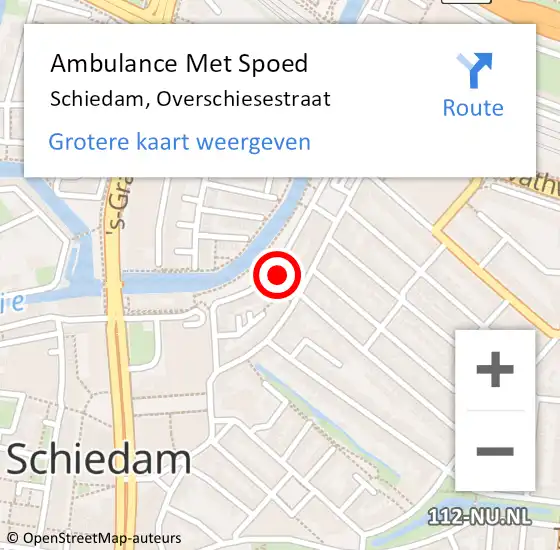 Locatie op kaart van de 112 melding: Ambulance Met Spoed Naar Schiedam, Overschiesestraat op 9 september 2022 16:45