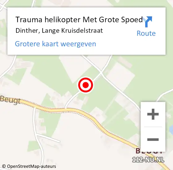 Locatie op kaart van de 112 melding: Trauma helikopter Met Grote Spoed Naar Dinther, Lange Kruisdelstraat op 9 september 2022 16:57