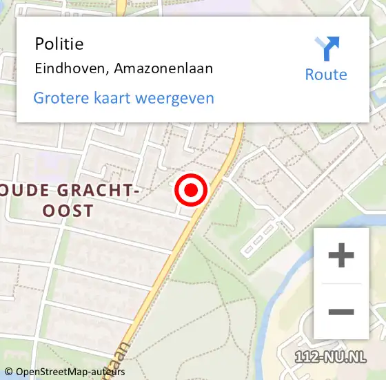 Locatie op kaart van de 112 melding: Politie Eindhoven, Amazonenlaan op 9 september 2022 17:44