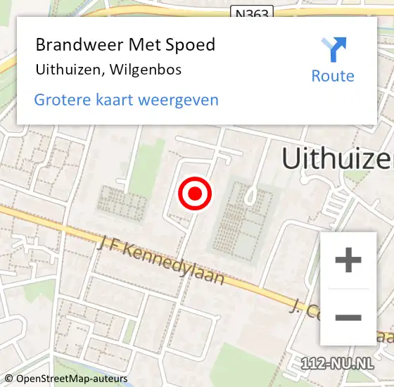 Locatie op kaart van de 112 melding: Brandweer Met Spoed Naar Uithuizen, Wilgenbos op 9 september 2022 18:19