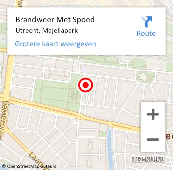 Locatie op kaart van de 112 melding: Brandweer Met Spoed Naar Utrecht, Majellapark op 9 september 2022 18:20