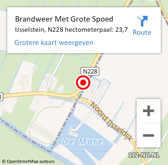 Locatie op kaart van de 112 melding: Brandweer Met Grote Spoed Naar IJsselstein, N228 hectometerpaal: 23,7 op 9 september 2022 20:10