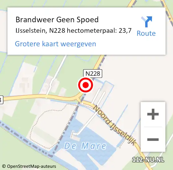 Locatie op kaart van de 112 melding: Brandweer Geen Spoed Naar IJsselstein, N228 hectometerpaal: 23,7 op 9 september 2022 20:11