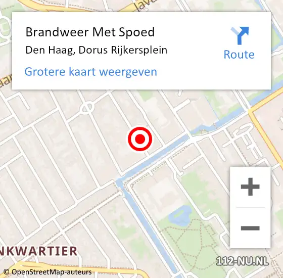 Locatie op kaart van de 112 melding: Brandweer Met Spoed Naar Den Haag, Dorus Rijkersplein op 9 september 2022 21:23