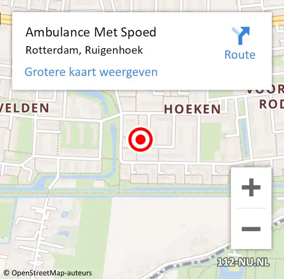 Locatie op kaart van de 112 melding: Ambulance Met Spoed Naar Rotterdam, Ruigenhoek op 9 september 2022 21:27
