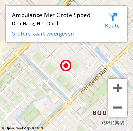 Locatie op kaart van de 112 melding: Ambulance Met Grote Spoed Naar Den Haag, Het Oord op 9 september 2022 22:45