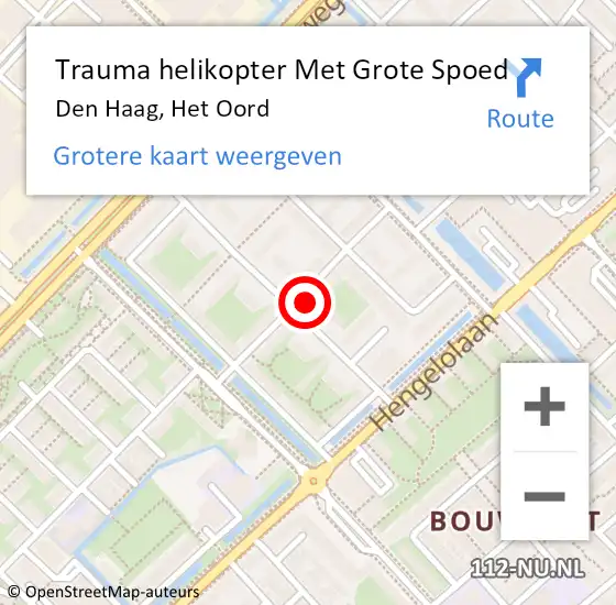 Locatie op kaart van de 112 melding: Trauma helikopter Met Grote Spoed Naar Den Haag, Het Oord op 9 september 2022 22:48