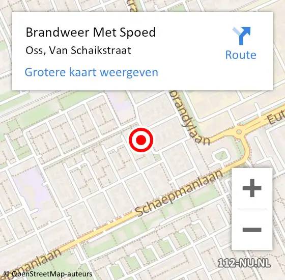 Locatie op kaart van de 112 melding: Brandweer Met Spoed Naar Oss, Van Schaikstraat op 10 september 2022 00:25