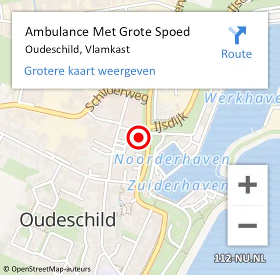 Locatie op kaart van de 112 melding: Ambulance Met Grote Spoed Naar Oudeschild, Vlamkast op 10 september 2022 01:30