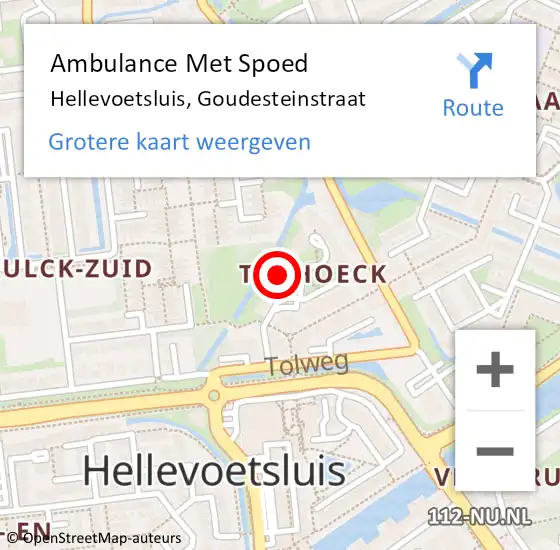 Locatie op kaart van de 112 melding: Ambulance Met Spoed Naar Hellevoetsluis, Goudesteinstraat op 10 september 2022 10:23