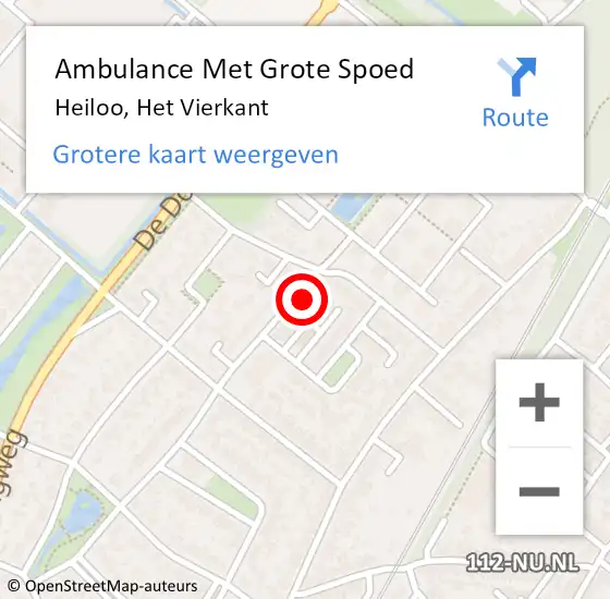 Locatie op kaart van de 112 melding: Ambulance Met Grote Spoed Naar Heiloo, Het Vierkant op 10 september 2022 10:33