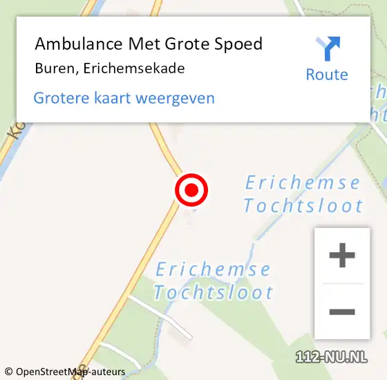 Locatie op kaart van de 112 melding: Ambulance Met Grote Spoed Naar Buren, Erichemsekade op 10 september 2022 10:51