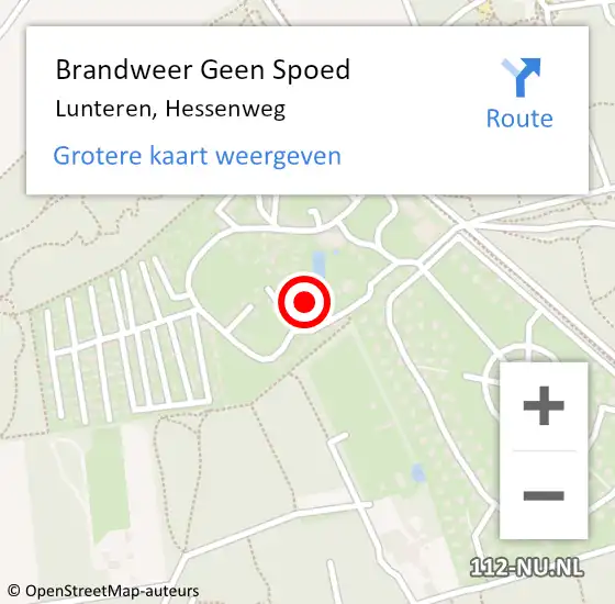 Locatie op kaart van de 112 melding: Brandweer Geen Spoed Naar Lunteren, Hessenweg op 10 september 2022 11:29