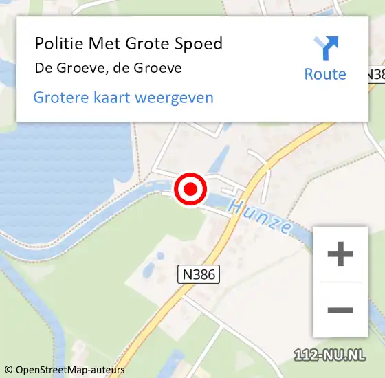 Locatie op kaart van de 112 melding: Politie Met Grote Spoed Naar De Groeve, de Groeve op 10 september 2022 15:44