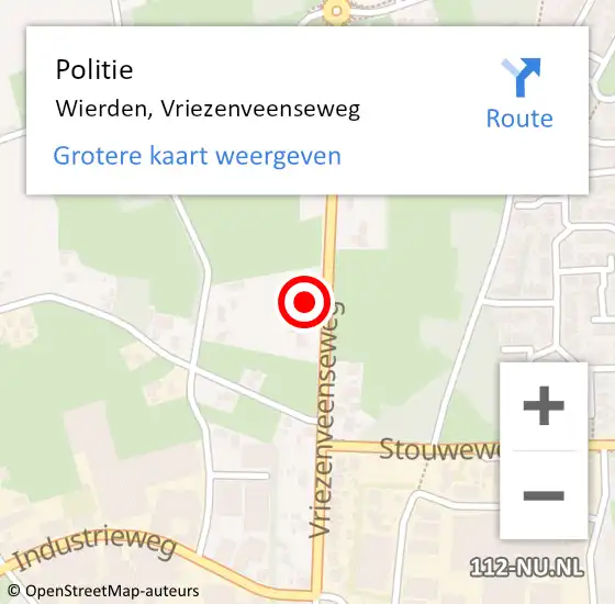 Locatie op kaart van de 112 melding: Politie Wierden, Vriezenveenseweg op 10 september 2022 16:52