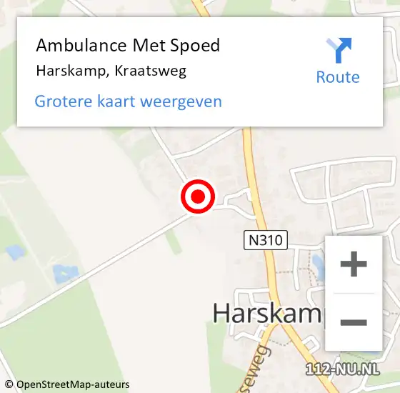 Locatie op kaart van de 112 melding: Ambulance Met Spoed Naar Harskamp, Kraatsweg op 10 september 2022 17:47