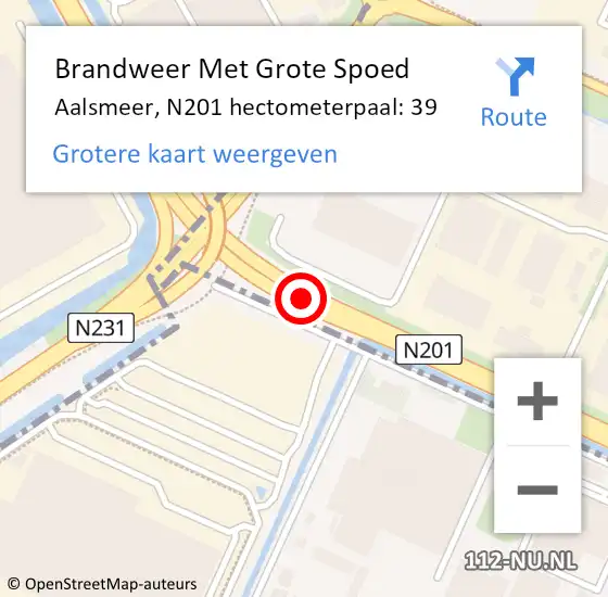 Locatie op kaart van de 112 melding: Brandweer Met Grote Spoed Naar Aalsmeer, N201 hectometerpaal: 39 op 10 september 2022 18:14