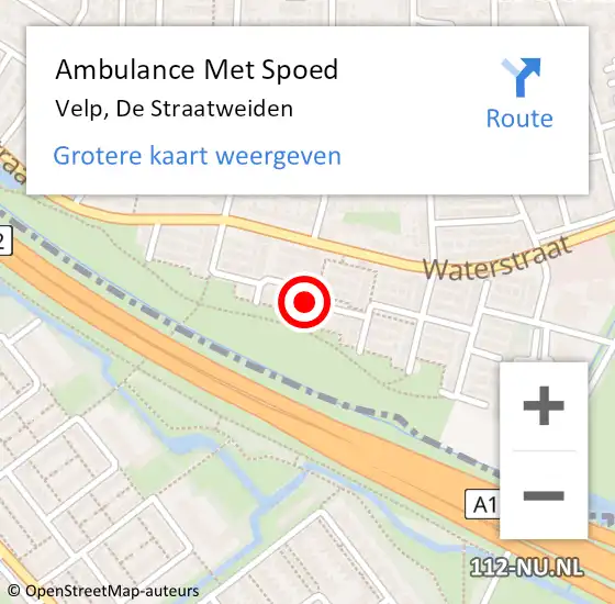 Locatie op kaart van de 112 melding: Ambulance Met Spoed Naar Velp, De Straatweiden op 10 september 2022 19:02