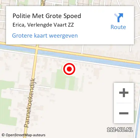 Locatie op kaart van de 112 melding: Politie Met Grote Spoed Naar Erica, Verlengde Vaart ZZ op 10 september 2022 23:07