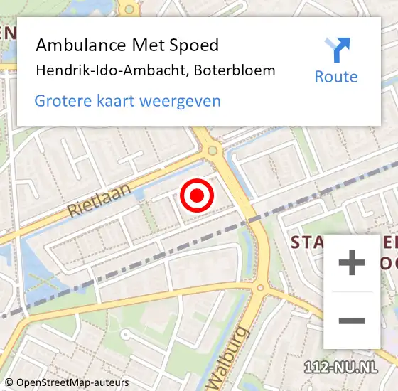 Locatie op kaart van de 112 melding: Ambulance Met Spoed Naar Hendrik-Ido-Ambacht, Boterbloem op 11 september 2022 00:03