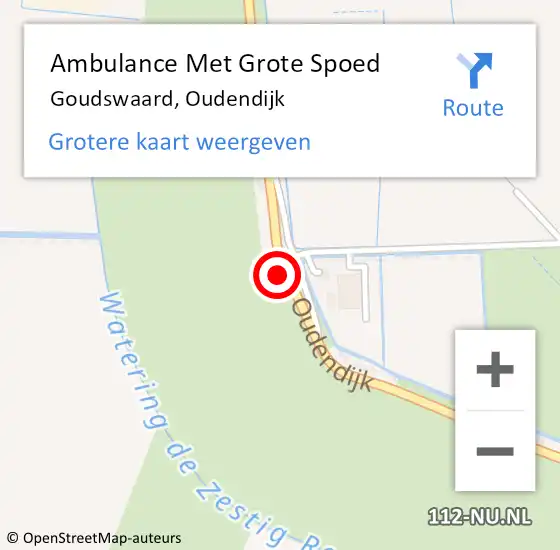 Locatie op kaart van de 112 melding: Ambulance Met Grote Spoed Naar Goudswaard, Oudendijk op 11 september 2022 01:44