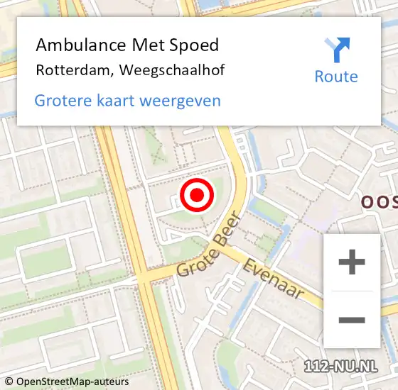Locatie op kaart van de 112 melding: Ambulance Met Spoed Naar Rotterdam, Weegschaalhof op 11 september 2022 03:20