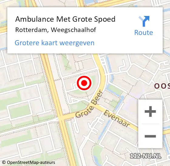 Locatie op kaart van de 112 melding: Ambulance Met Grote Spoed Naar Rotterdam, Weegschaalhof op 11 september 2022 03:41