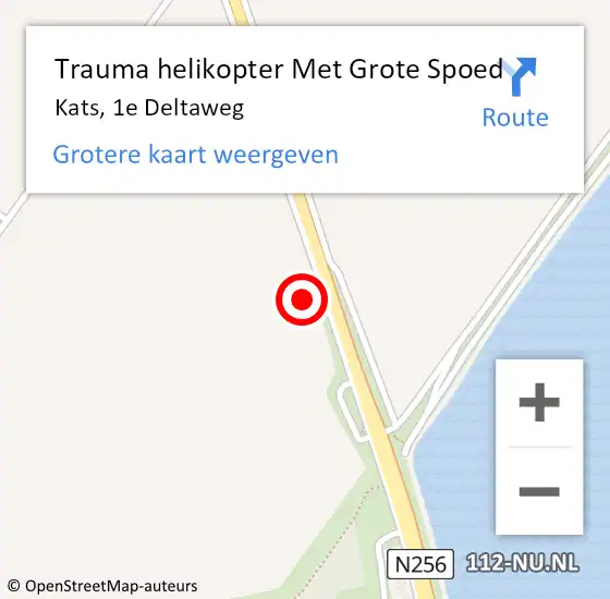 Locatie op kaart van de 112 melding: Trauma helikopter Met Grote Spoed Naar Kats, 1e Deltaweg op 11 september 2022 04:32
