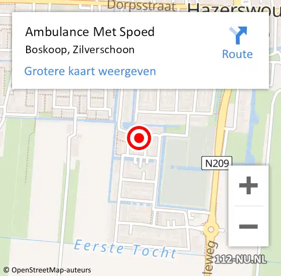 Locatie op kaart van de 112 melding: Ambulance Met Spoed Naar Boskoop, Zilverschoon op 11 september 2022 08:01
