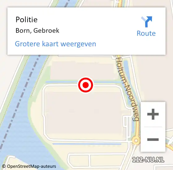Locatie op kaart van de 112 melding: Politie Born, Gebroek op 11 september 2022 08:37