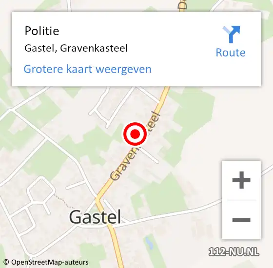 Locatie op kaart van de 112 melding: Politie Gastel, Gravenkasteel op 11 september 2022 10:26