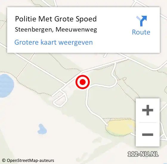 Locatie op kaart van de 112 melding: Politie Met Grote Spoed Naar Steenbergen, Meeuwenweg op 11 september 2022 10:28