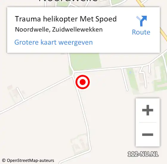 Locatie op kaart van de 112 melding: Trauma helikopter Met Spoed Naar Noordwelle, Zuidwellewekken op 11 september 2022 10:39