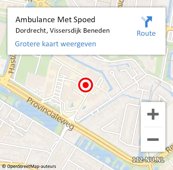 Locatie op kaart van de 112 melding: Ambulance Met Spoed Naar Dordrecht, Vissersdijk Beneden op 11 september 2022 11:29