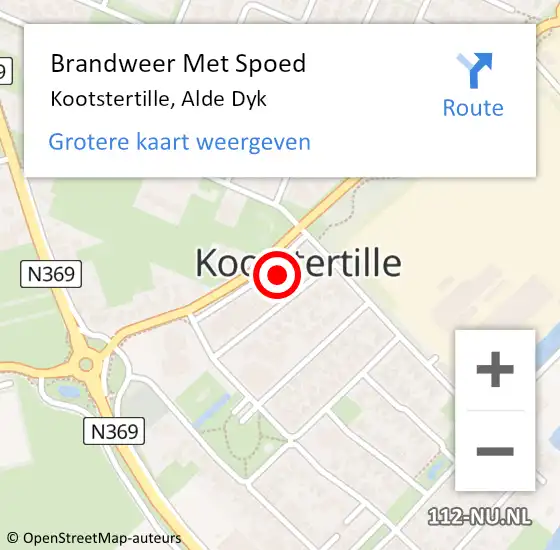 Locatie op kaart van de 112 melding: Brandweer Met Spoed Naar Kootstertille, Alde Dyk op 11 september 2022 11:56