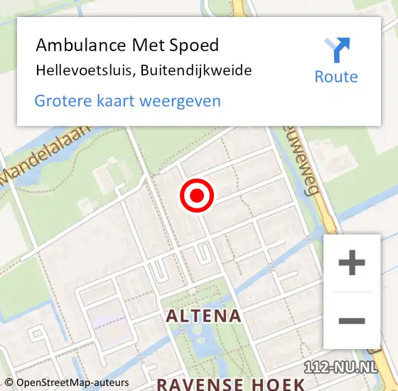Locatie op kaart van de 112 melding: Ambulance Met Spoed Naar Hellevoetsluis, Buitendijkweide op 11 september 2022 16:05