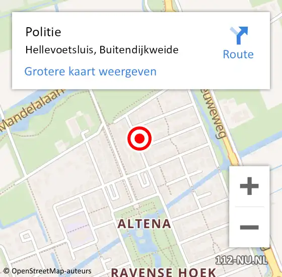 Locatie op kaart van de 112 melding: Politie Hellevoetsluis, Buitendijkweide op 11 september 2022 16:11